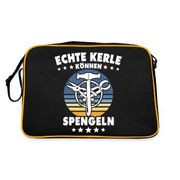 Spengler Beruf Bauspengler Sprüche - Retro Tasche - Schwarz/Gold - Hinten