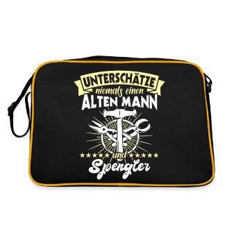 Spengler Beruf Bauspengler Sprüche - Retro Tasche - Schwarz/Gold - Hinten