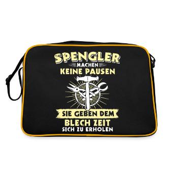Spengler Beruf Bauspengler Sprüche - Retro Tasche - Schwarz/Gold - Hinten
