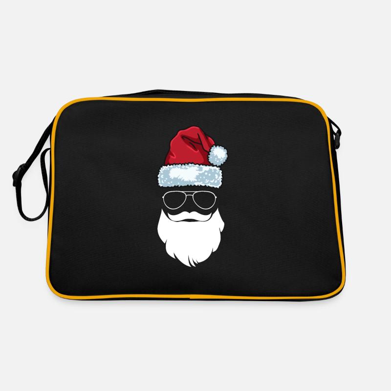 Weihnachtsmann Mütze Sonnenbrille Bart Santa Retro Tasche