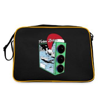 Gamer PC mit Mütze Lustiges Zocker Outfit Xmas - Retro Tasche - Schwarz/Gold - Hinten