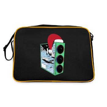 Gamer PC mit Mütze Lustiges Zocker Outfit Xmas - Retro Tasche - Schwarz/Gold - Hinten