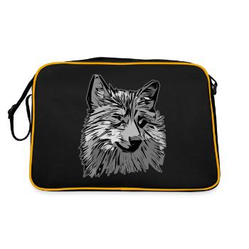 Tête de loup motif d’animal sauvage imprimé avec loup - Sac Retro - noir/or - Dos