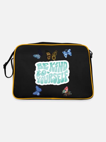 Be Kind Motivational Butterfly Saying with Butterf - Retro Bag - black/gold - Back