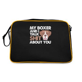 Boxer Dog Dogs German Boxer Gift - Retro Bag - black/gold - Back