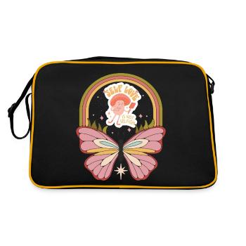 Self Love Butterfly Motivational Saying with Butte - Retro Bag - black/gold - Back