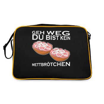 Mettbrötchen Mettfleisch Hackfleisch - Retro Tasche - Schwarz/Gold - Hinten