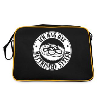 Mettbrötchen Hackfleisch Mettigel Mett - Retro Tasche - Schwarz/Gold - Hinten