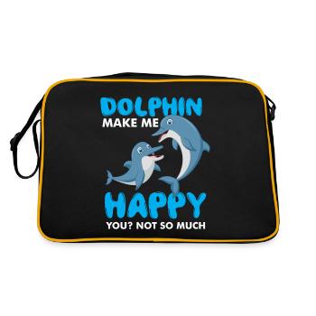 Dauphins mignons Drôles de baleines Monde sous-marin - Sac Retro - noir/or - Dos