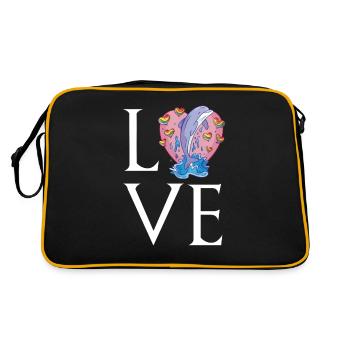 Dolphin Love Whale Cute Dolphins Underwater World M - Retro Bag - black/gold - Back