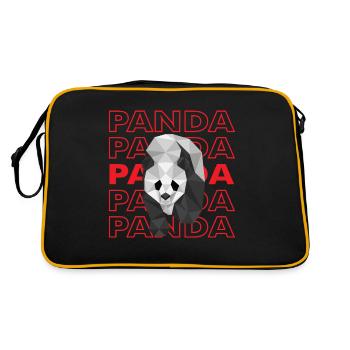 Panda Cute Animals Bamboo Pandas - Retro Bag - black/gold - Back