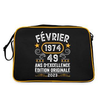Anniversaire Vintage Idée Cadeau Février 1974 49 - Sac Retro - noir/or - Dos
