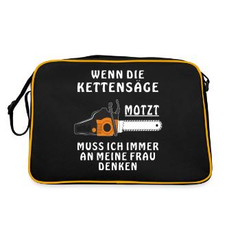 WENN DIE KETTENSÄGE MOTZT - Retro Tasche - Schwarz/Gold - Hinten