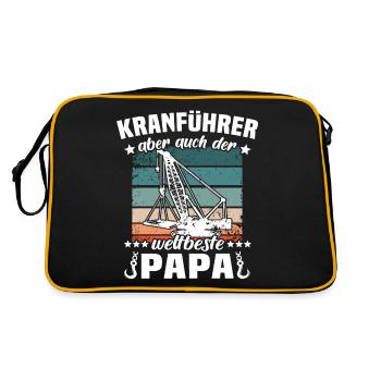 Kranführer Papa Kranfahrer Vater - Retro Tasche - Schwarz/Gold - Hinten