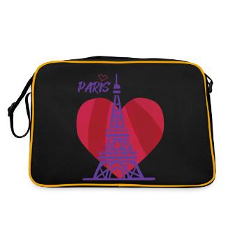 Love Eiffel Tower Heart Paris France Keepsake f - Retro Bag - black/gold - Back