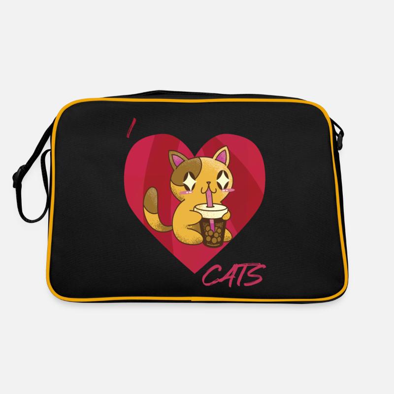 Mignon chaton bébé avec thé chat amour chats mi Sac Retro
