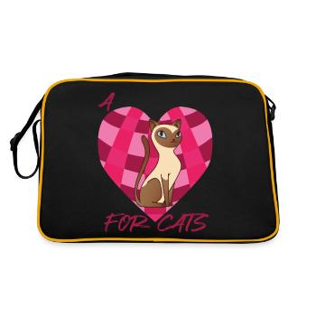 Love Siamese Cat Heart for Cats Cute - Retro Bag - black/gold - Back