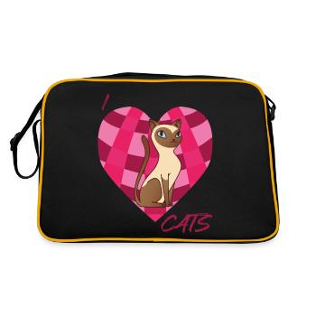 Siam Cat Love Cats Siamese Cat Heart for Cats and K - Retro Bag - black/gold - Back