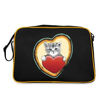 Retro Herz mit Bengal-Katze Liebes-Katzen-Katze mi - Retro Tasche - Schwarz/Gold - Hinten