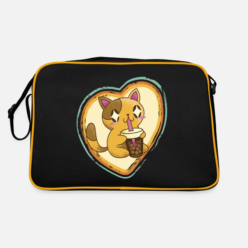 Chat mignon dans le cœur rétro Amour de chat avec les chats Sac Retro