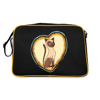 Siamese Cat Retro Heart I love cats Tomc - Retro Bag - black/gold - Back