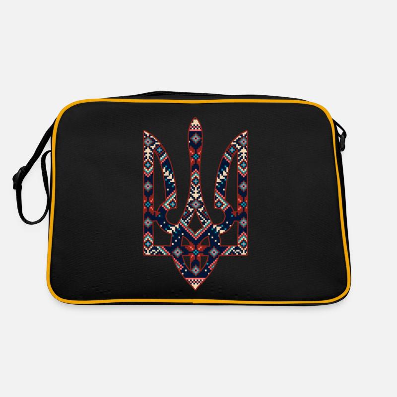 Broderie du trident de l’emblème ukrainien Sac Retro