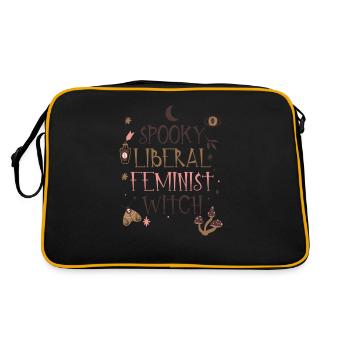 Spooky Liberal Feminist Witch, Mystisch Halloween - Retro Tasche - Schwarz/Gold - Hinten