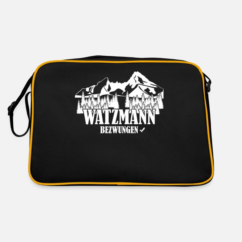 Watzmann Bergsteiger Watzmannmassiv - Retro Tasche - Schwarz/Gold