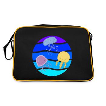 Sea Cute Qualle Underwater Ocean life Animals Fish - Retro Tasche - Schwarz/Gold - Hinten