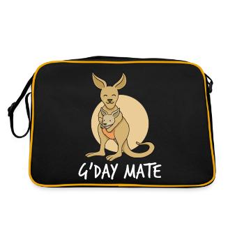 Cute Kangaroo G'day Mate Kangaroos Australia - Retro Bag - black/gold - Back
