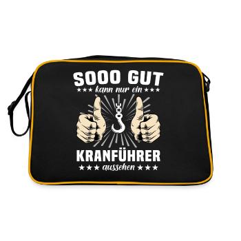 Kranfahrer Kranführer Kran - Retro Tasche - Schwarz/Gold - Hinten