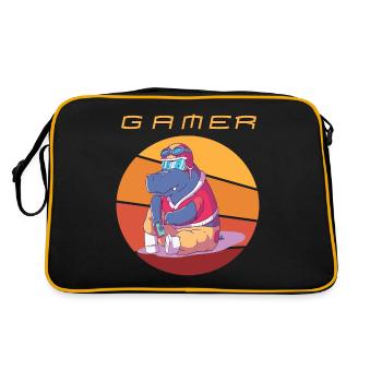 Gamer Retro Jeux Vidéo Vintage Funny Gaming Conso - Sac Retro - noir/or - Dos