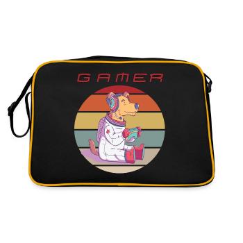 Funny Dog Astronaut Video Games Retro Console Game - Retro Tasche - Schwarz/Gold - Hinten