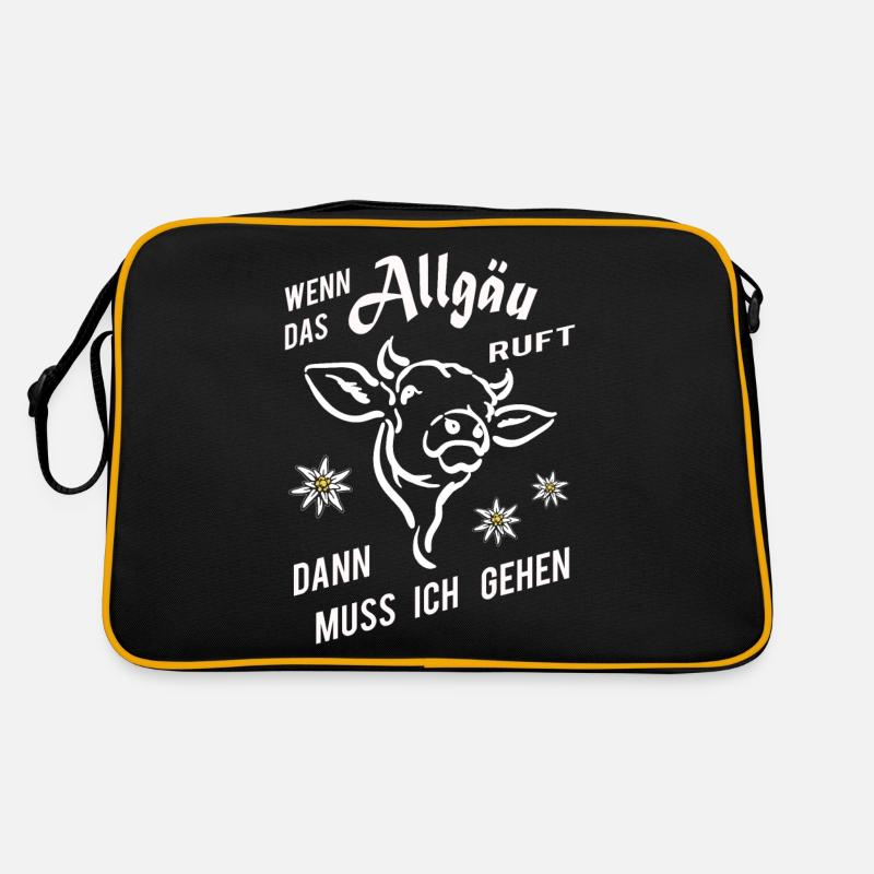 Wenn das Allgäu ruft lustiger Spruch - Retro Tasche - Schwarz/Gold