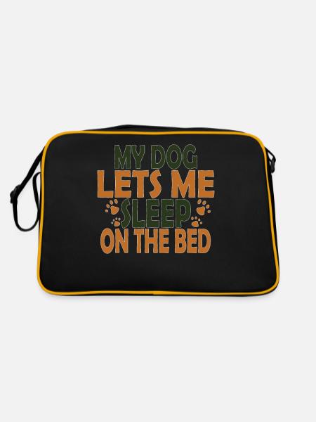 My dog leaves me on the bed favorite animal - Retro Bag - black/gold - Back
