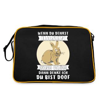 WENN DU DENKST HASEN SIND BLÖD DANN DENKE ICH - Retro Tasche - Schwarz/Gold - Hinten