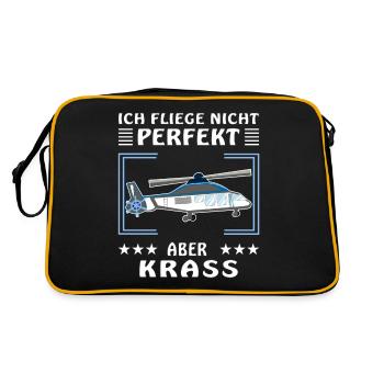 HUBSCHRAUBER ICH FLIEGE NICHT PERFEKT ABER KRA - Retro Tasche - Schwarz/Gold - Hinten