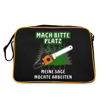 MOTORSÄGE MACH BITTE PLATZ - Retro Tasche - Schwarz/Gold - Hinten