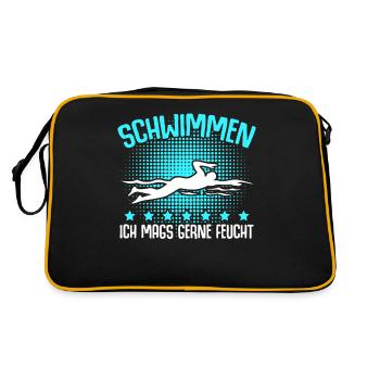 Schwimmen Schwimmer Schwimmtrainer - Retro Tasche - Schwarz/Gold - Hinten