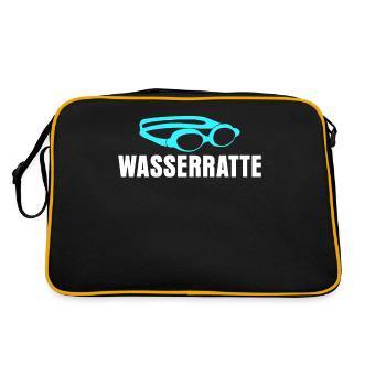 Schwimmen Wasserratte Schwimmer - Retro Tasche - Schwarz/Gold - Hinten