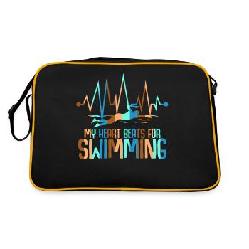 Schwimmer EKG Schwimmtrainer Schwimmen - Retro Tasche - Schwarz/Gold - Hinten