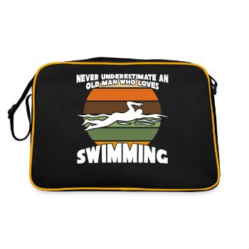 Schwimmer alter Mann Schwimmtrainer - Retro Tasche - Schwarz/Gold - Hinten