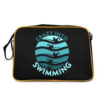 Schwimmer Schwimmtrainer Schwimmen - Retro Tasche - Schwarz/Gold - Hinten