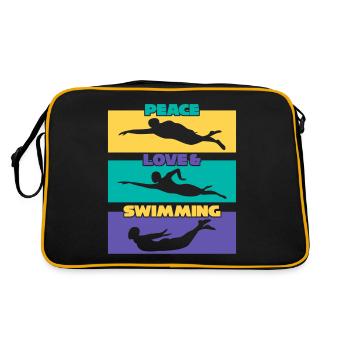 Schwimmer Schwimmbad Schwimmtrainer - Retro Tasche - Schwarz/Gold - Hinten