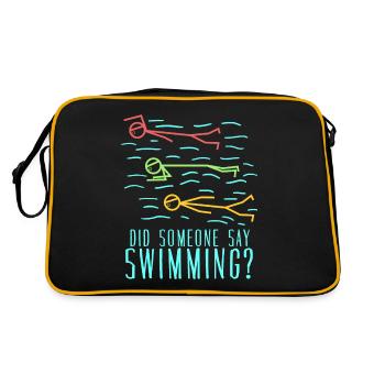 Schwimmer Schwimmtrainer Schwimmbad - Retro Tasche - Schwarz/Gold - Hinten