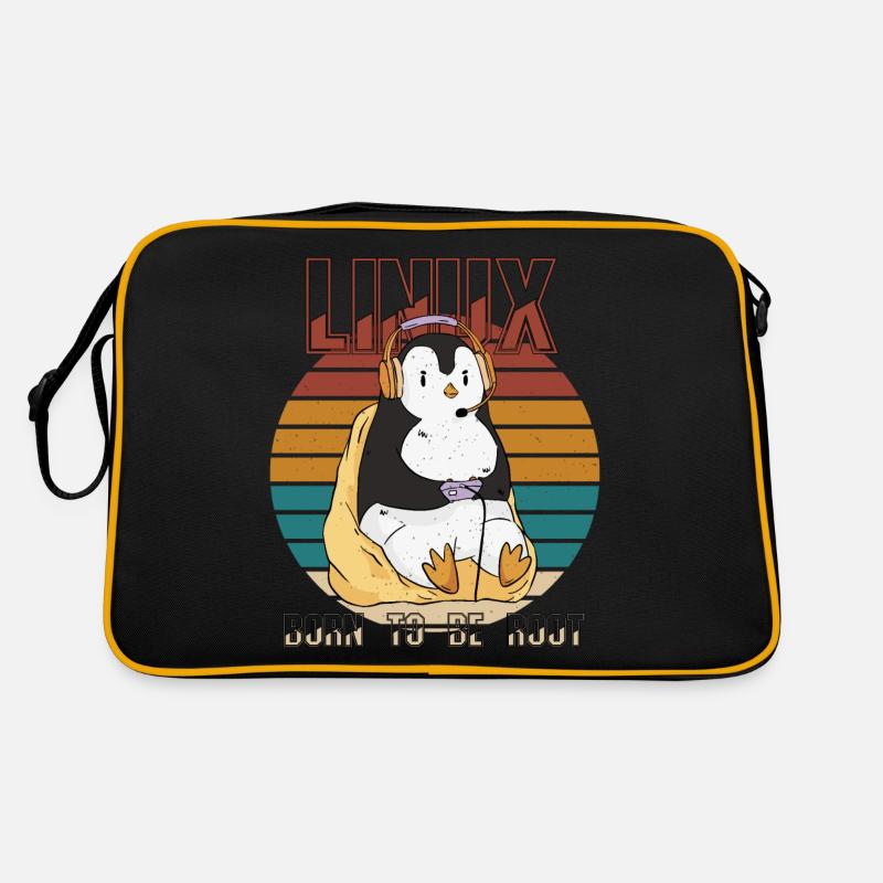 Linux Gamer Root Party Cool Penguin Nerd Programme Retro Tasche