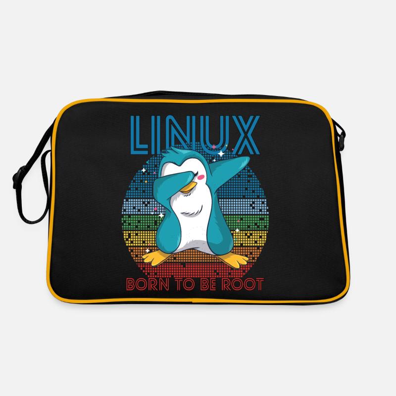 Born To Be Root Retro Penguin Linux Nerd Programme Retro Tasche