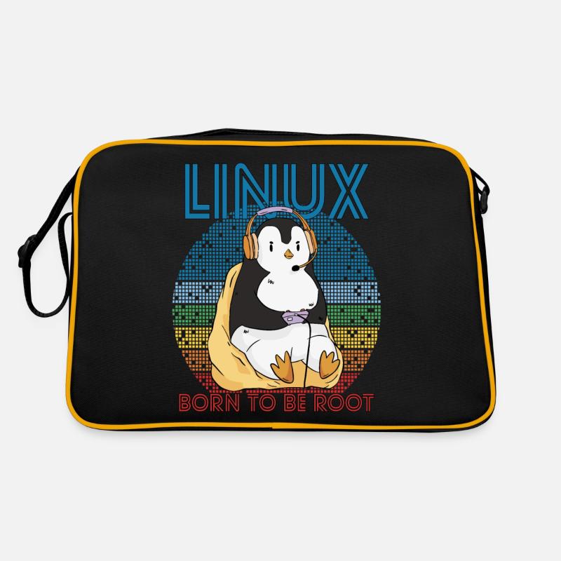 Gamer Root Retro Penguin Linux Nerd Programmer Gee - Retro Tasche - Schwarz/Gold