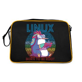 Linux Gamer Penguin Root Party Geek Programmer Adm - Retro Bag - black/gold - Back