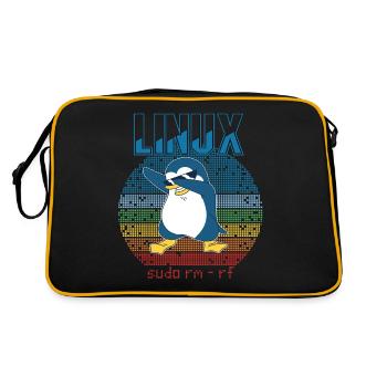 Linux Sudo Root Geek Admin Penguin Nerd Programmer - Retro Bag - black/gold - Back